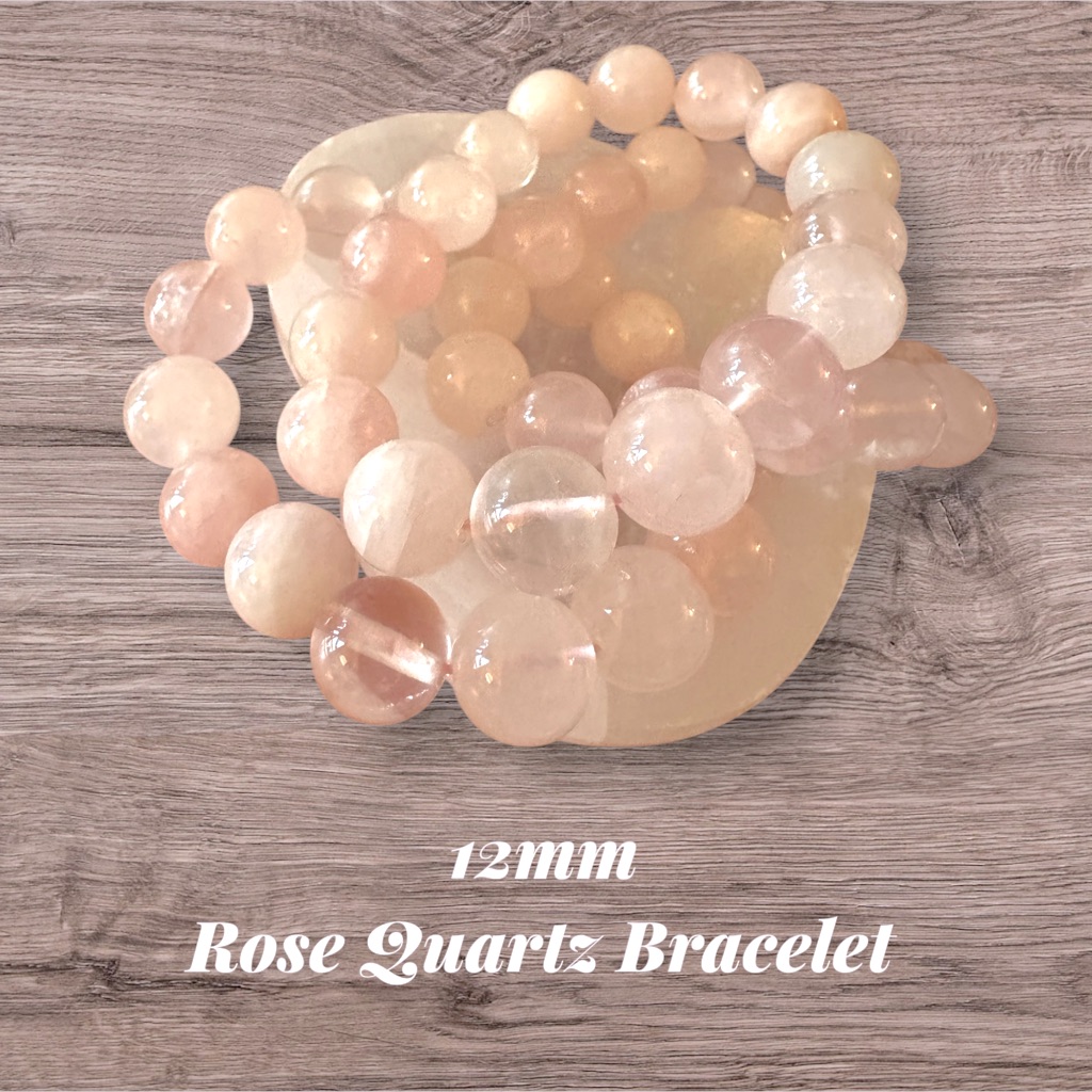 Elegant 12mm Rose Quartz Beaded Bracelet